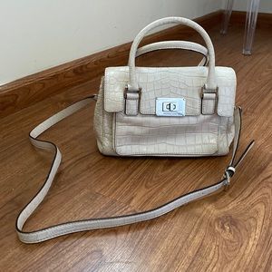 GUC Michael by Michael Kors Mini croc embossed leather bag in ivory